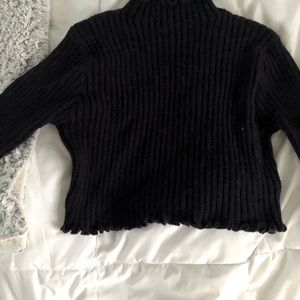 Shein Navy Blue Cropped Turtleneck